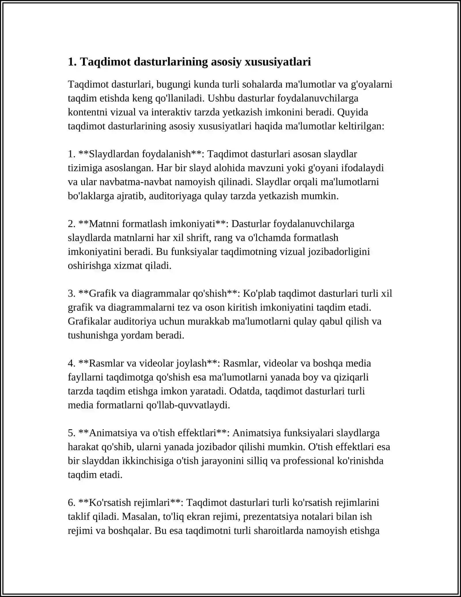 MUSTAQIL ISH Mavzu: TAQDIMOT YARATUVCHI DASTURLAR 3