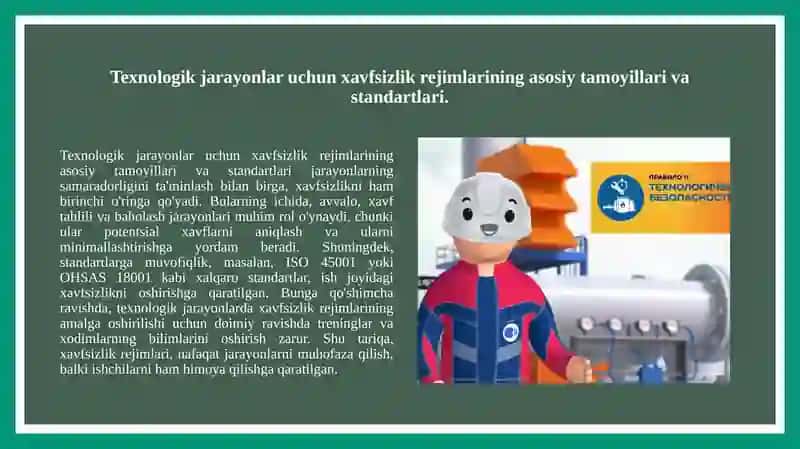 Texnologik jarayonlardagi rejimlar xavfsizlik talablarga javob berish 3