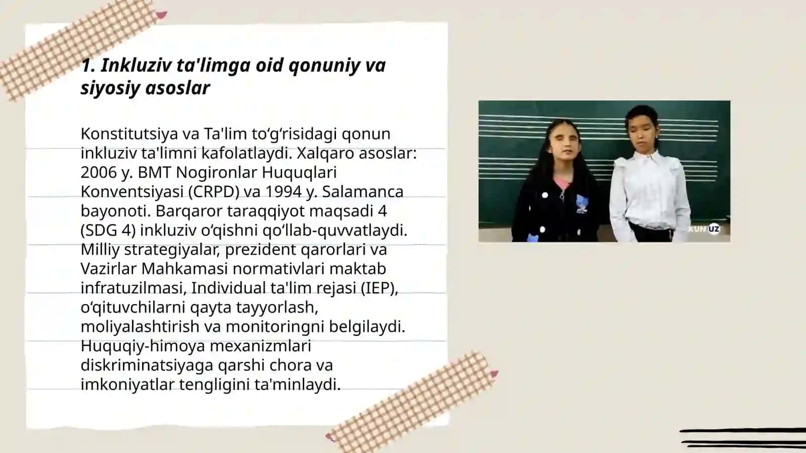 Imkoniyati cheklangan bolalarni inkluziv talim orqali o'qitish va tarbiyalashni tashkillash etish. Jaloldinova Burobiya 3