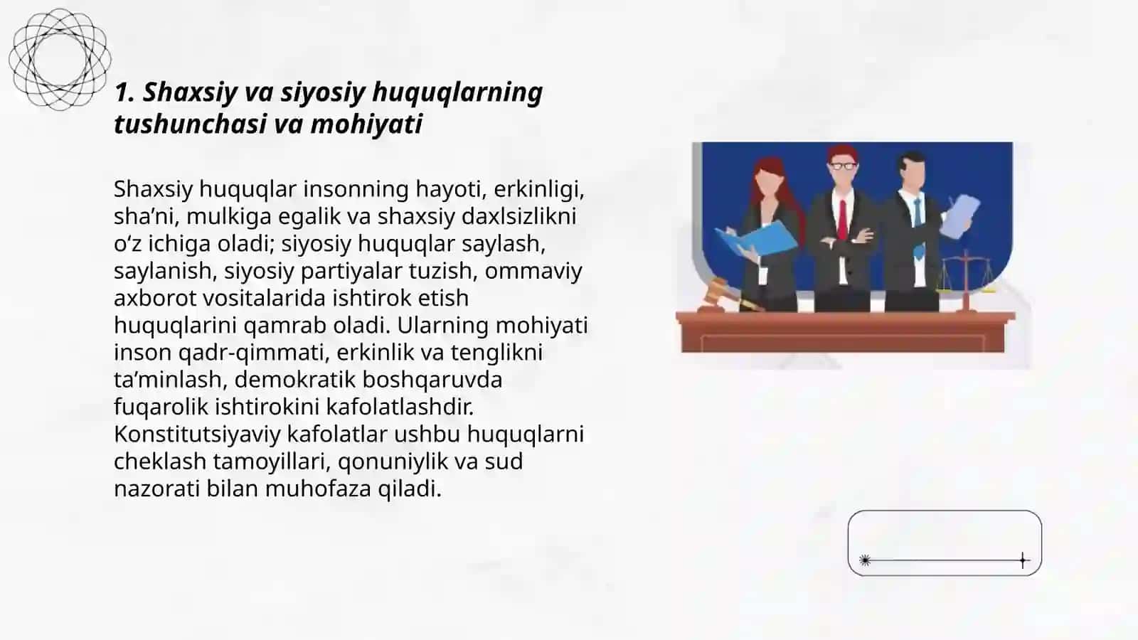 Shaxsiy va siyosiy huquqlarni konstitutsiyaviy kafolatlash tushunchasi va uning ahamiyati 3