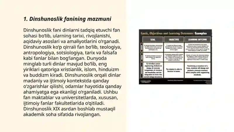 Dinshunoslik fanining mazmuni 3