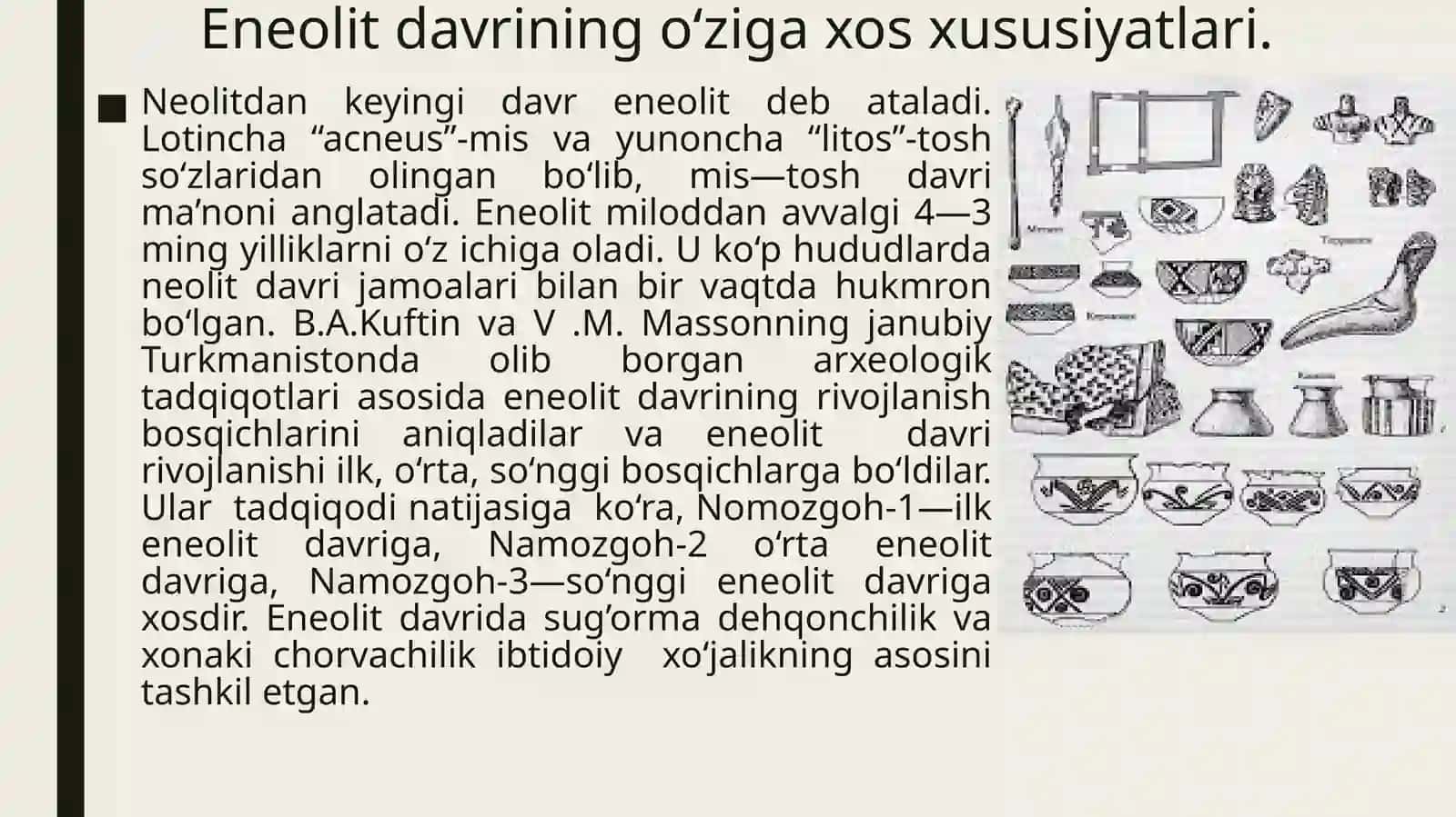 Eneolit davri xususiyati va yodgorliklari 3