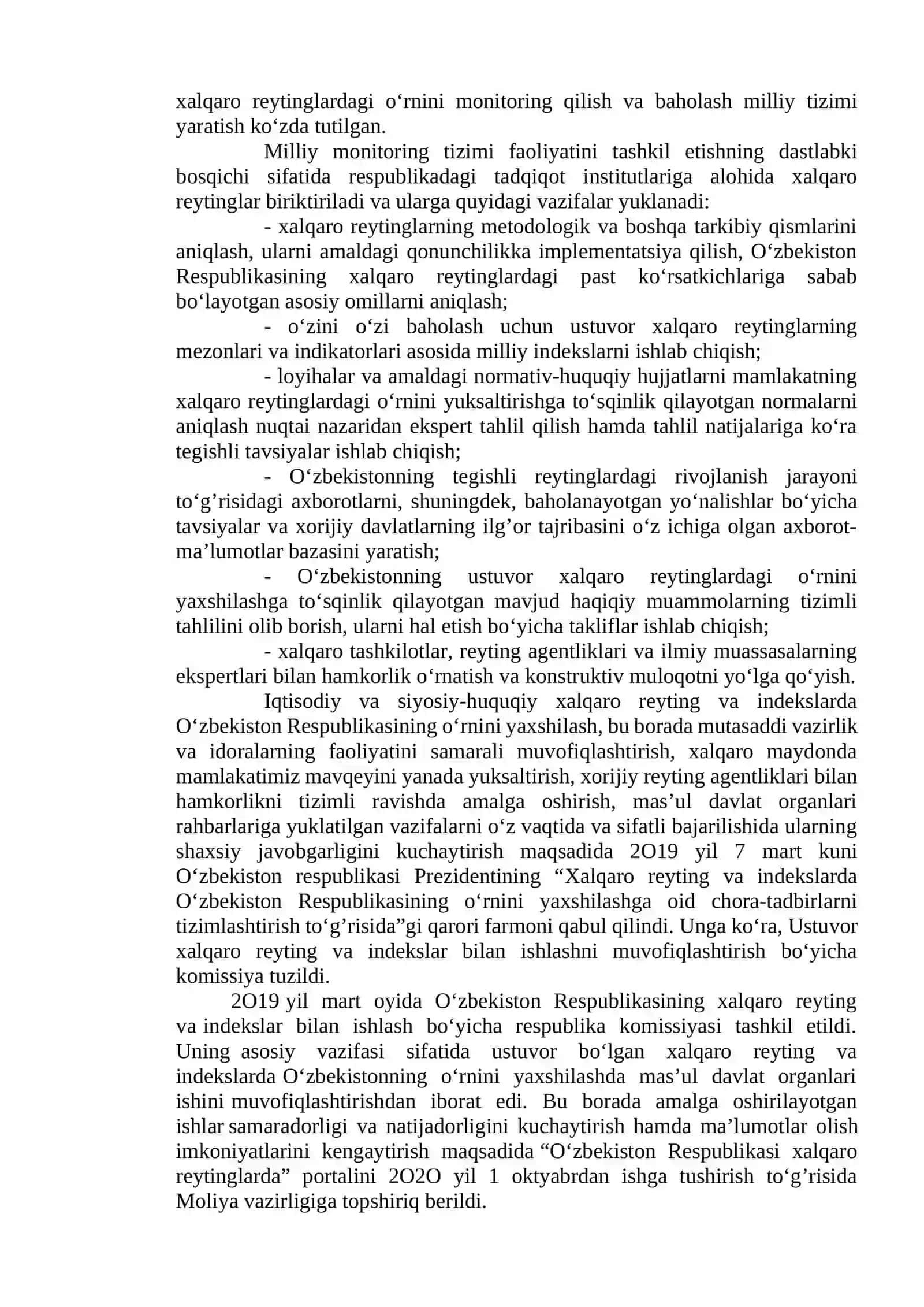 O‘ZBEKISTON IJTIMOIY-SIYOSIY, IQTISODIY VA MADANIY HAYOTIDA ROʻY BERAYOTGAN OʻZGARISHLARNING XALQARO REYTING VA INDEKSLARDA AKS ETISHI 3