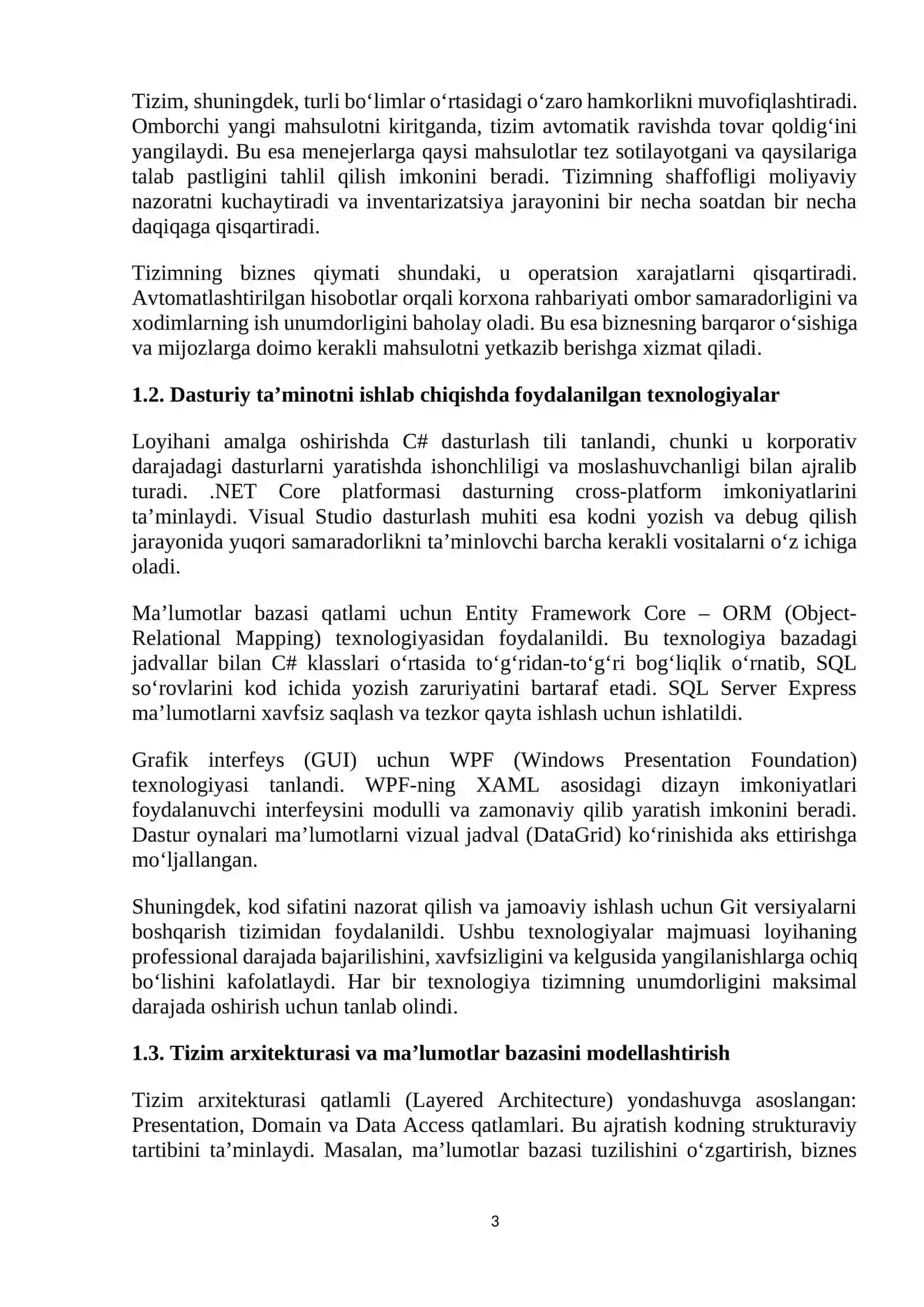 Supermarket ombor tizimi haqida umumiy ma’lumot va biznes tahlil 3