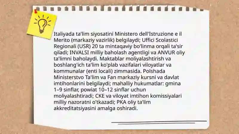 Italiya va Polsha ta'lim tizimining qiyosiy tahlili 3