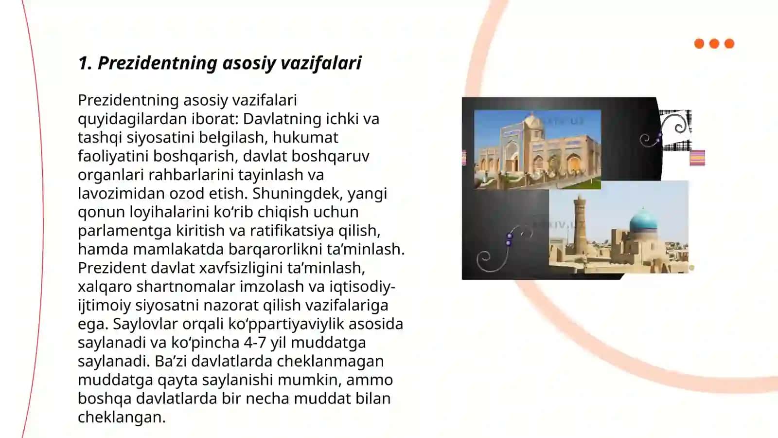 Prezidentning asosiy vazifalari 3