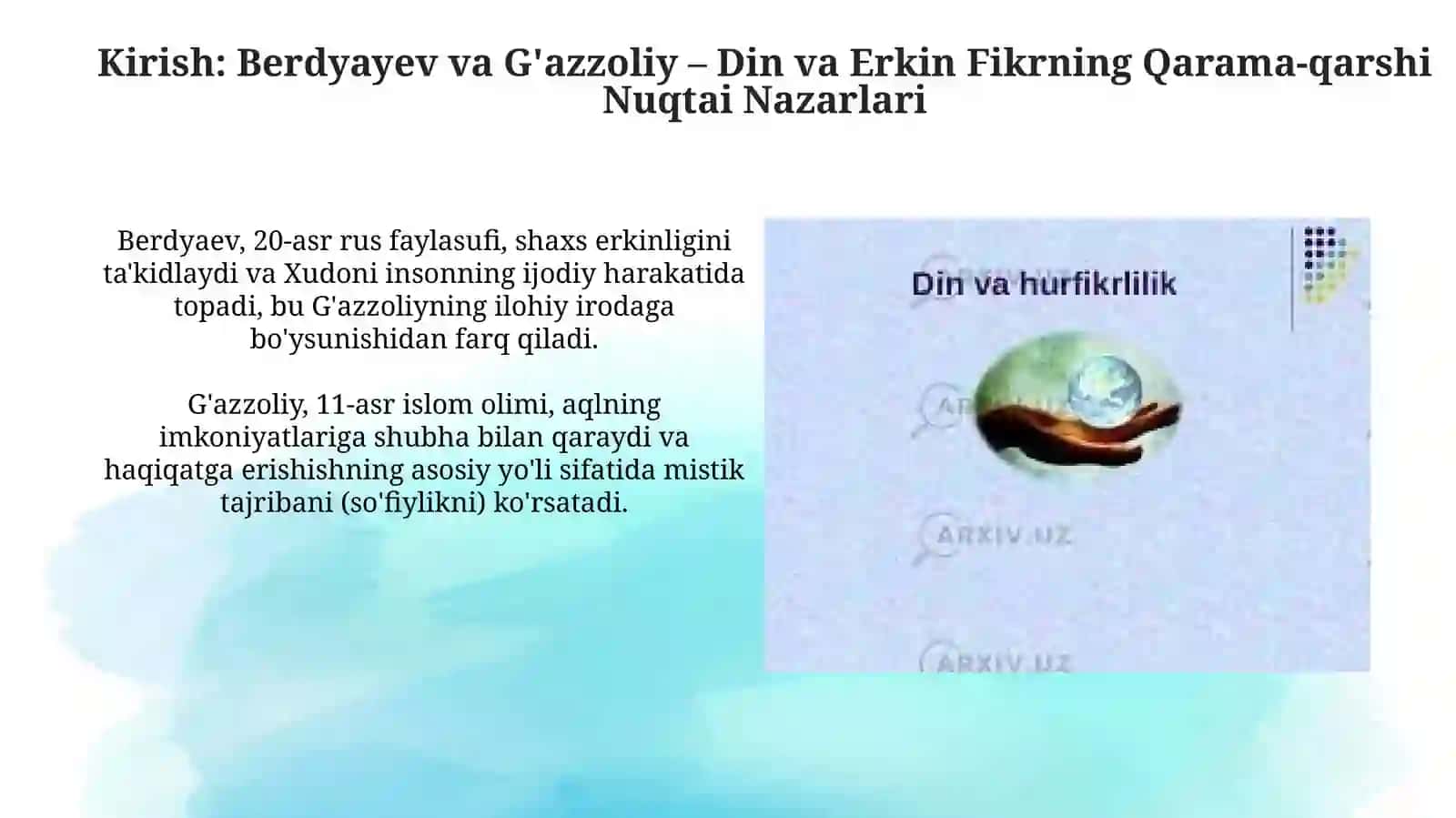 Din va hurfikrlilik (Berdyaev va G'azzoliy qarashlari qiyosi) 3