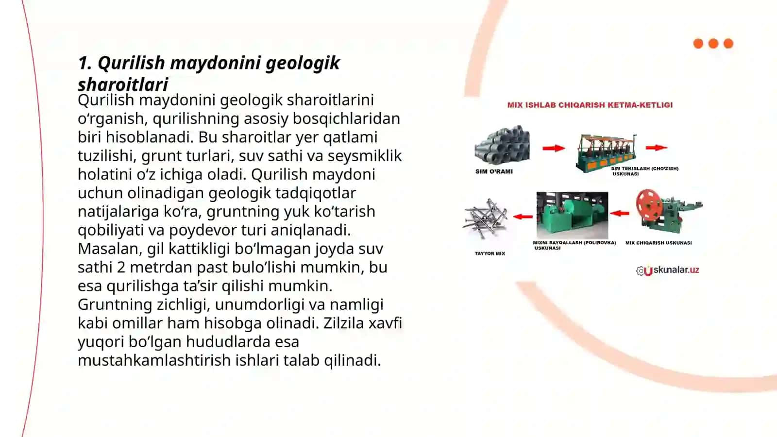 Silikat materiallari ishlab chiqaruvchi korxonalarini loyihalashda qurilish uchun maydon tanlash 3