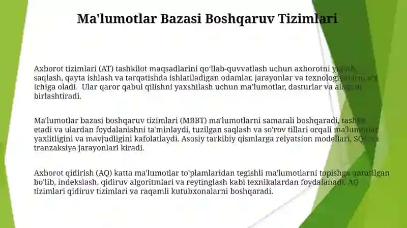 Axborot-qidiruv va axborot- malumot tizimlari 3