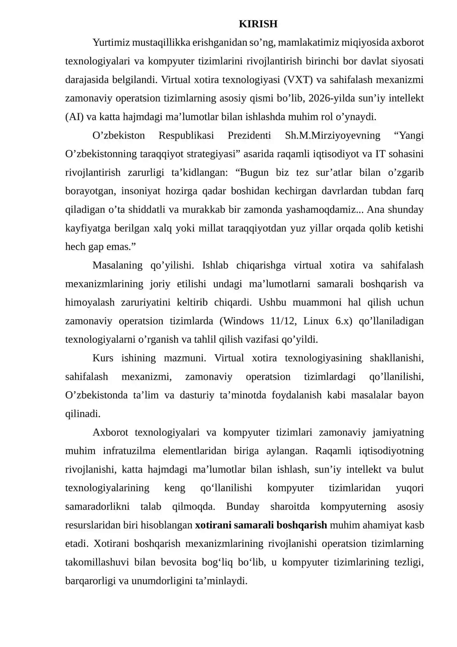 Virtual xotira texnologiyasi va sahifalash mexanizmi 3