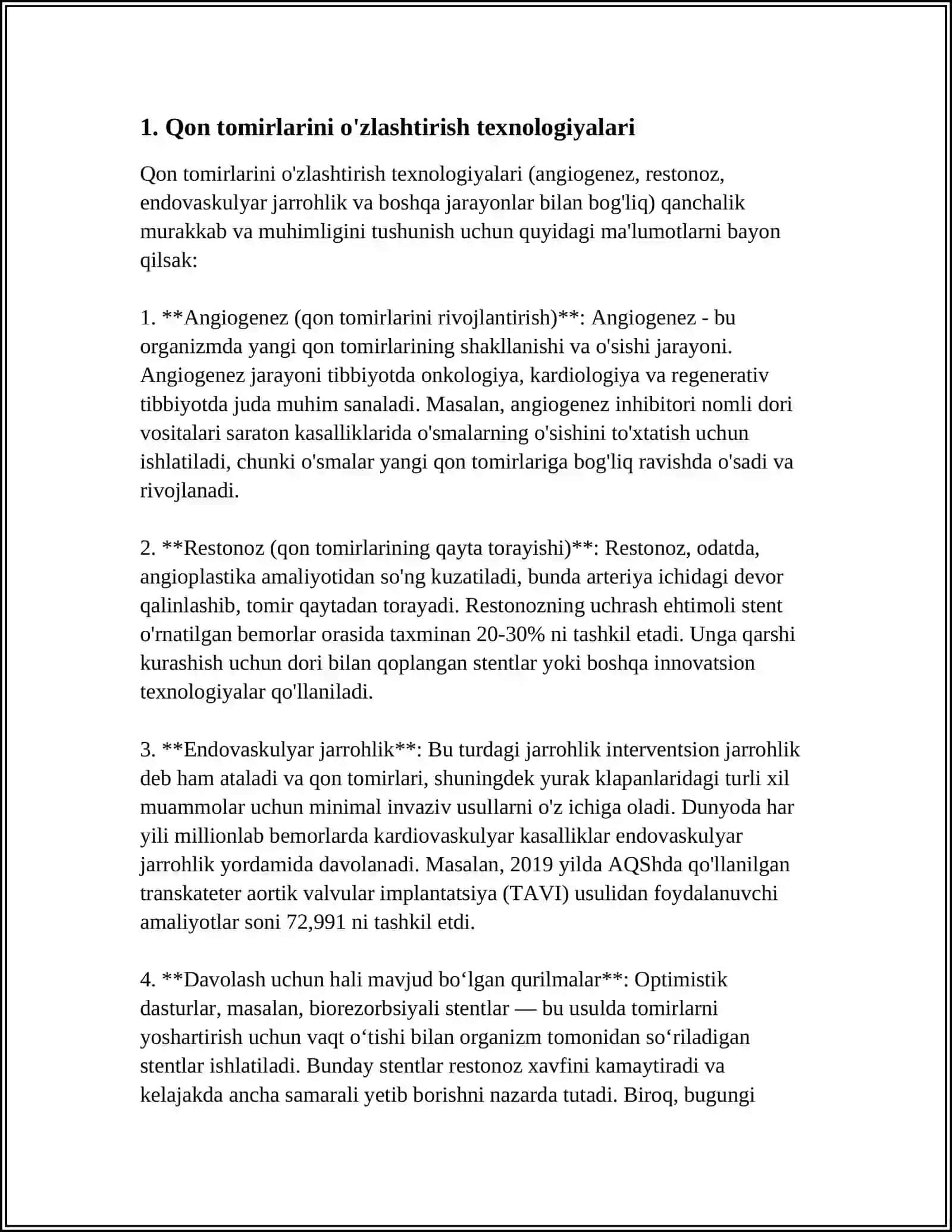 QON TÒXTATISH USULLARIDA ZAMONAVIY STENTLARDAN FOYDALANISH 3