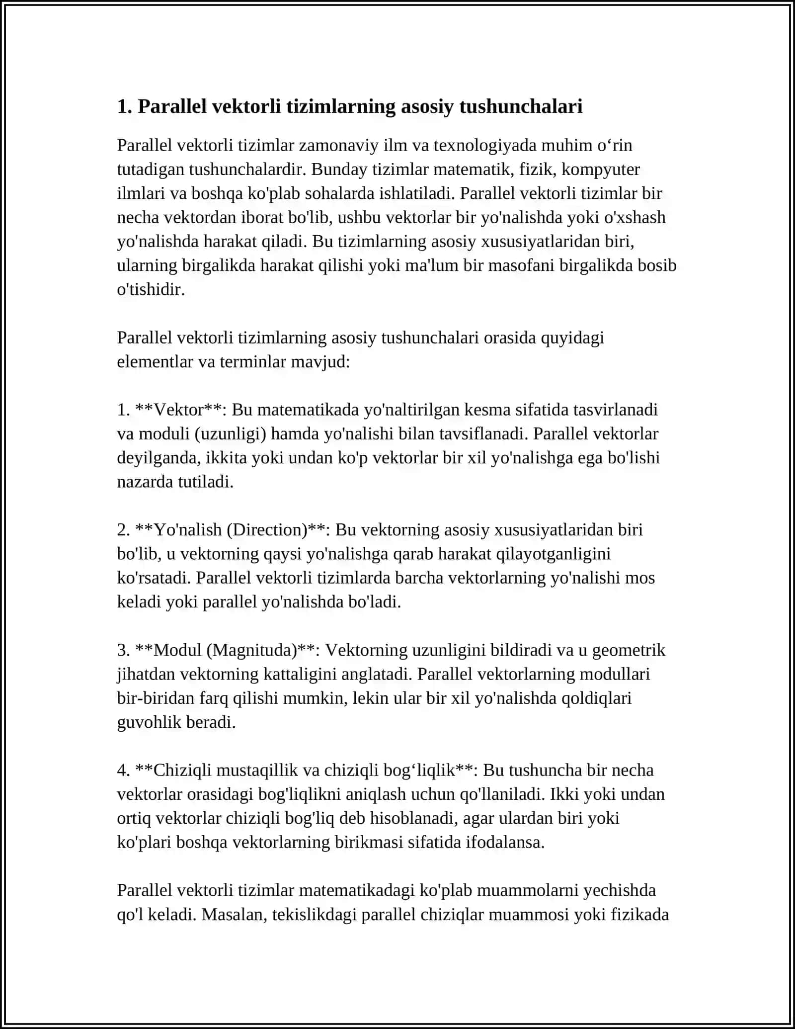 PARALLEL VEKTORLI TIZIMLAR (PVP). KLASTERLI TIZIMLAR 3