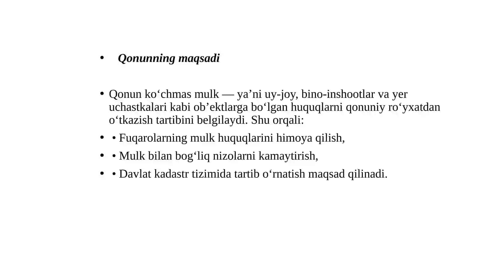 Ko’chmas mulkka doir normativ – huquqiy hujjatlar bilan tanishish 3