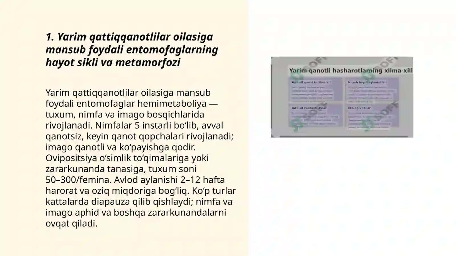 Foydali entomofaglar rivojlanishi 3