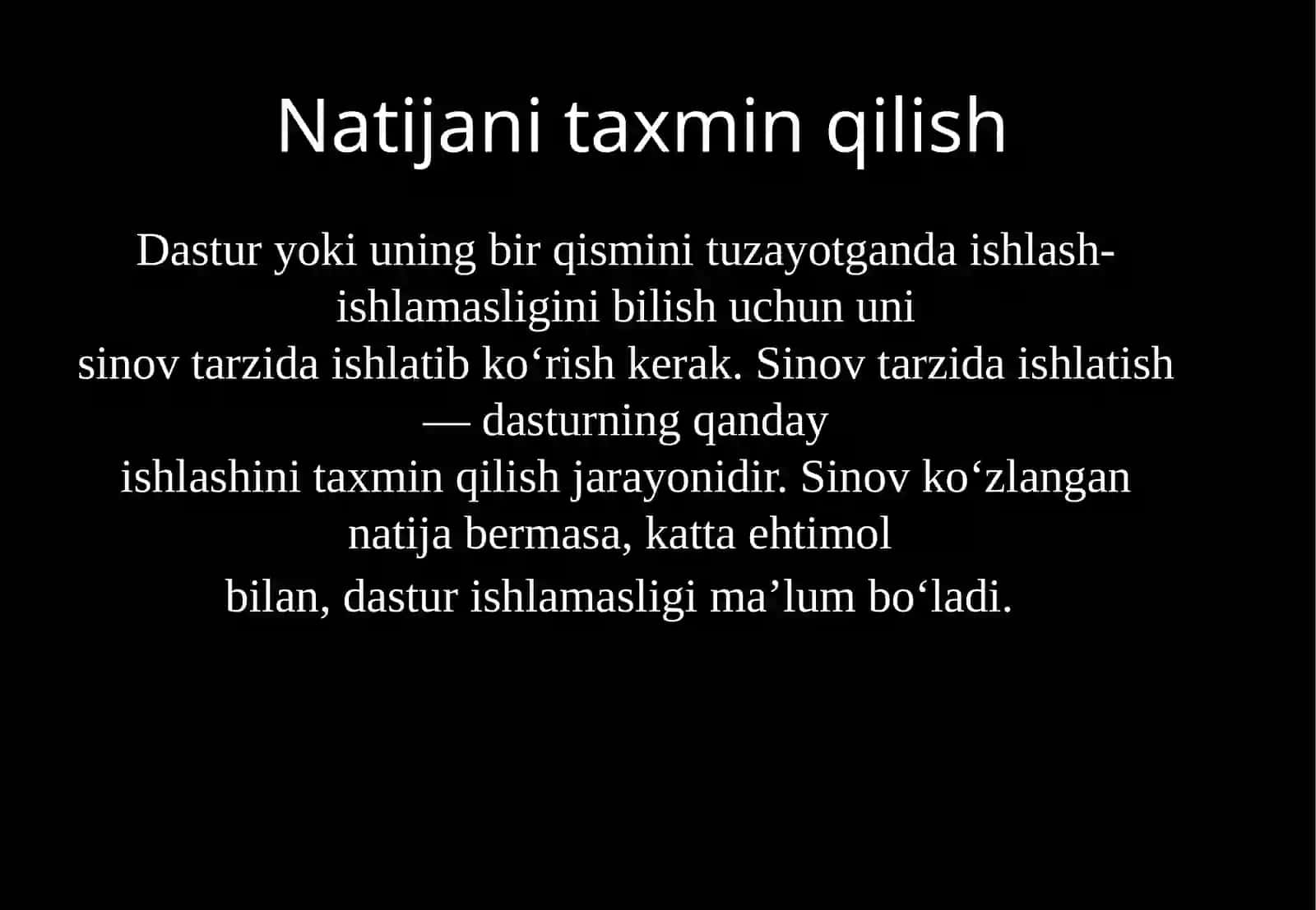 Dasturni sinovdan o‘tkazish va debaglash 3