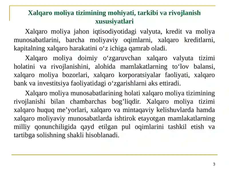 Xalqaro moliya tizimi 3