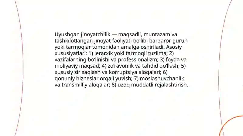 Uyushgan jinoyatchilikning kriminologik tavsifi va uning oldini olish 3