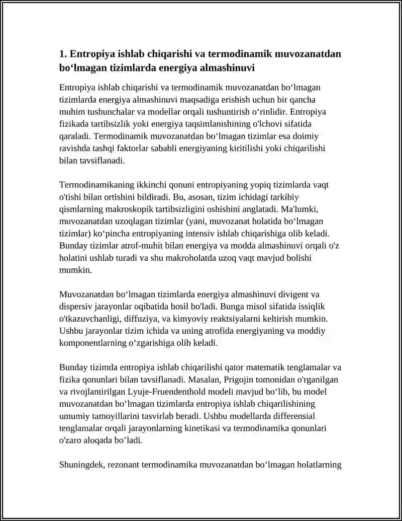 TERMADINAMIK MUVOZANATDA BOʻLMAGAN TIZIMLARDA KOʻCHISH HODISASI 3