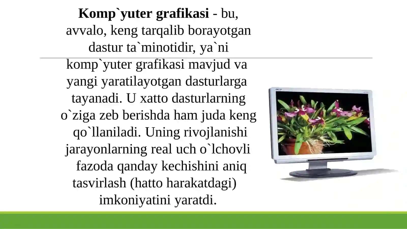 Kompyuter grafikasi tushunchasi. KG da rang modellari va tasvirlash usullari 3