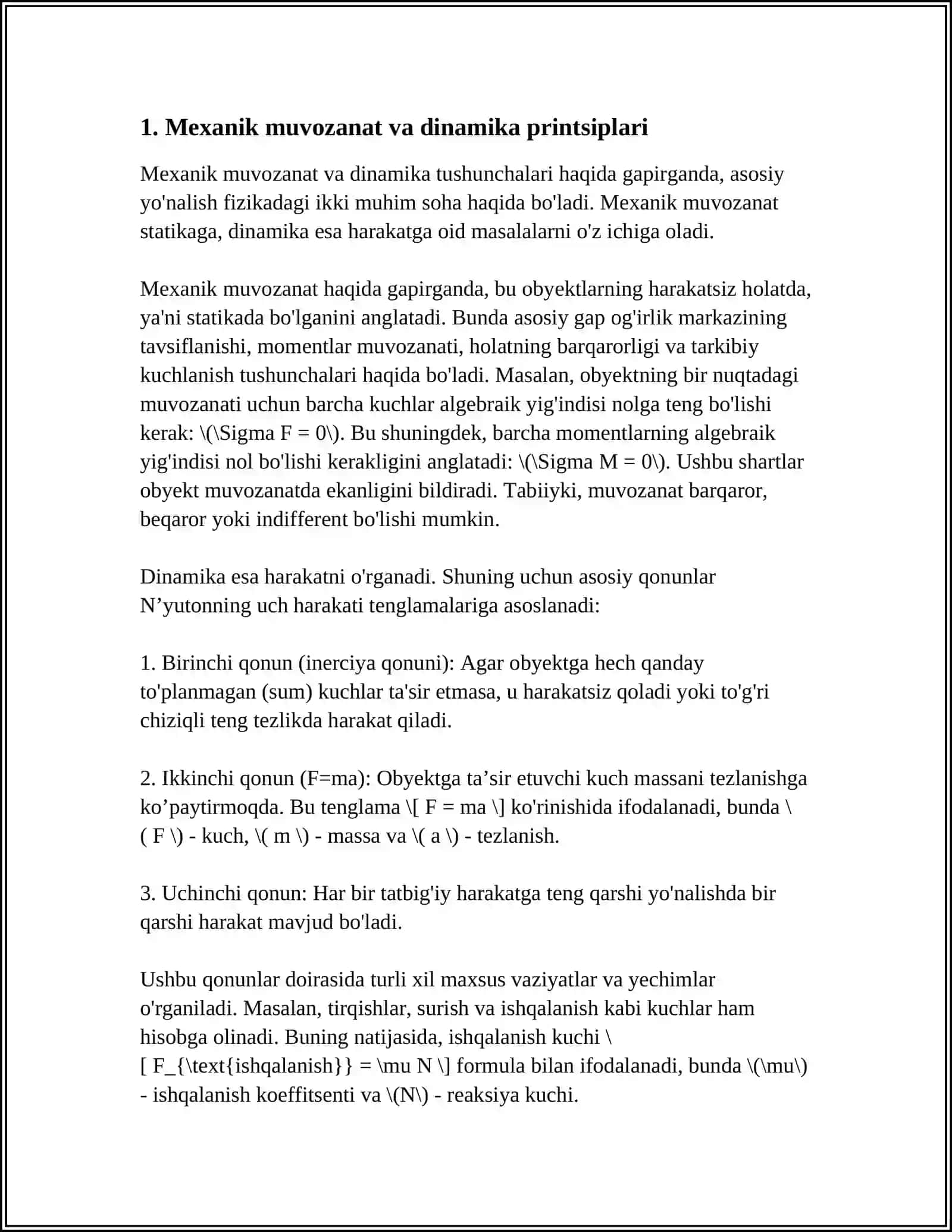 MASHINASIZLIK MUHANDISLIGI SOHALARIDA FIZIKANI ORNI 3