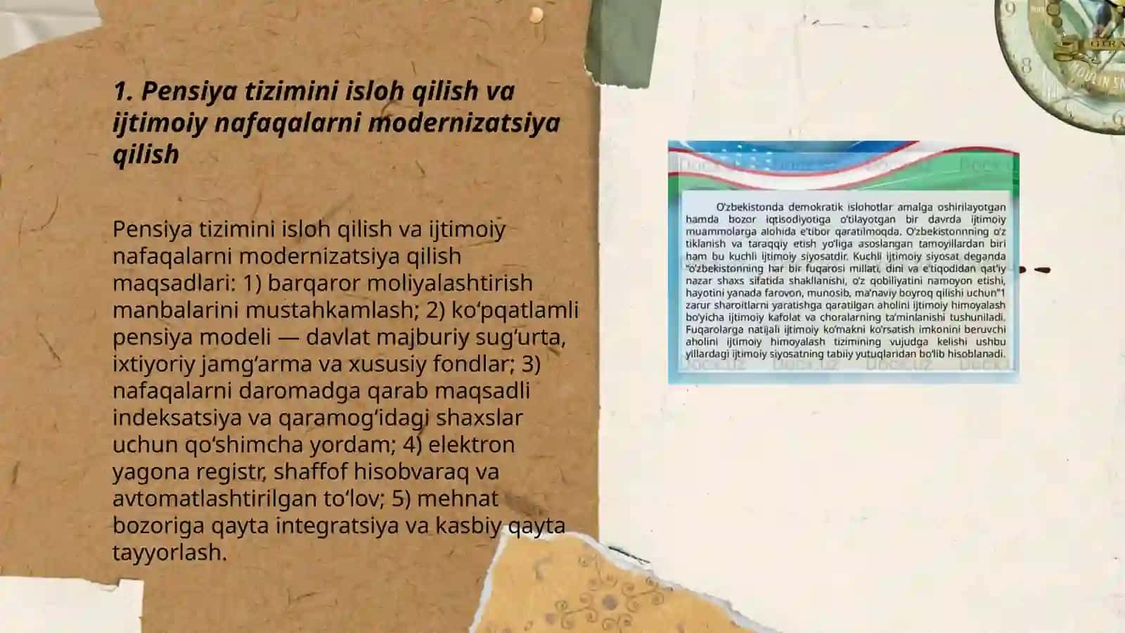 Pensiya tizimini isloh qilish va ijtimoiy nafaqalarni modernizatsiya qilish 3