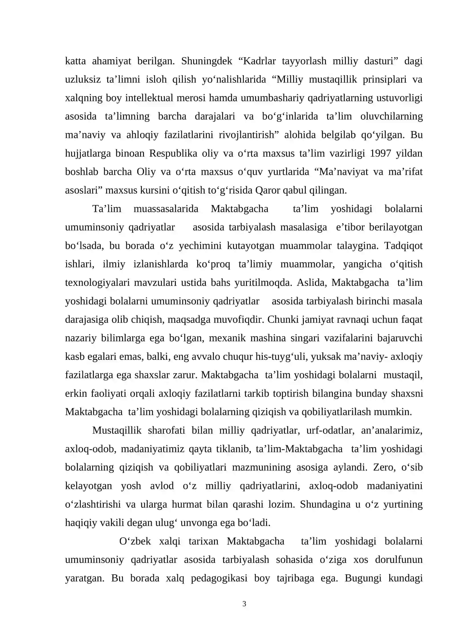 Maktabgacha ta’lim yoshidagi bolalarni umuminsoniy qadriyatlar asosida tarbiyalashning pedagogik-psixologik aspektlari 3