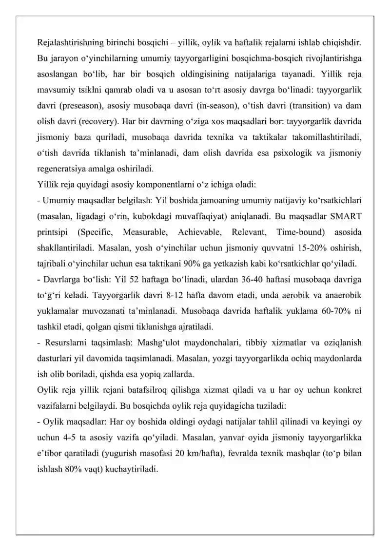 Futbol mashg‘ulotlarini rejalashtirish va nazorat qilish 3