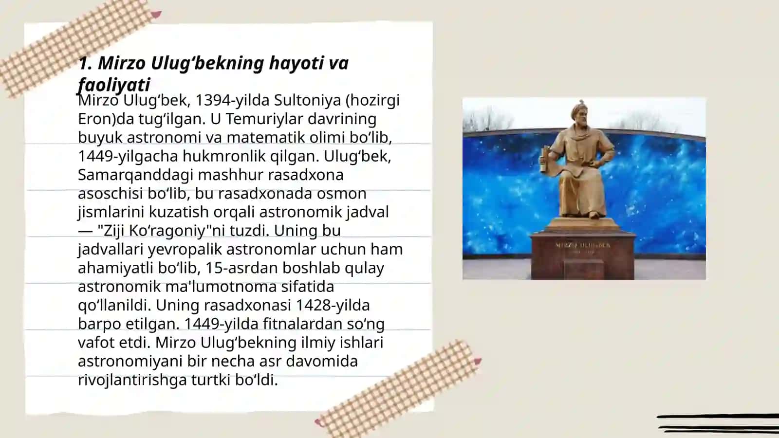 Mirzo Ulug‘bekning Hayoti va Faoliyati 3