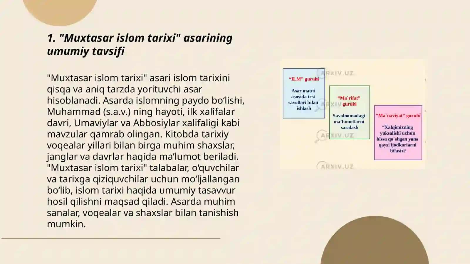 M.Behbudiyning "Muxtasar islom tarixi" asariga tahlil 3