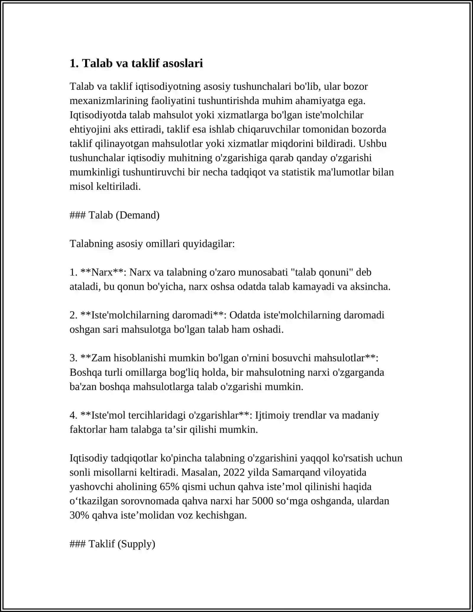 TALAB VA TAKLIF NAZARIYASI.BOZOR MUVOZANATI 3