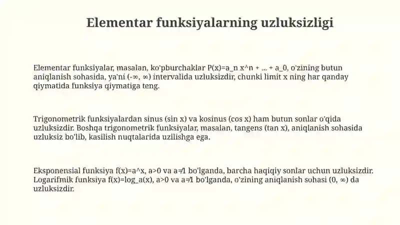 Elementar funksiyaning uzluksizligi 3