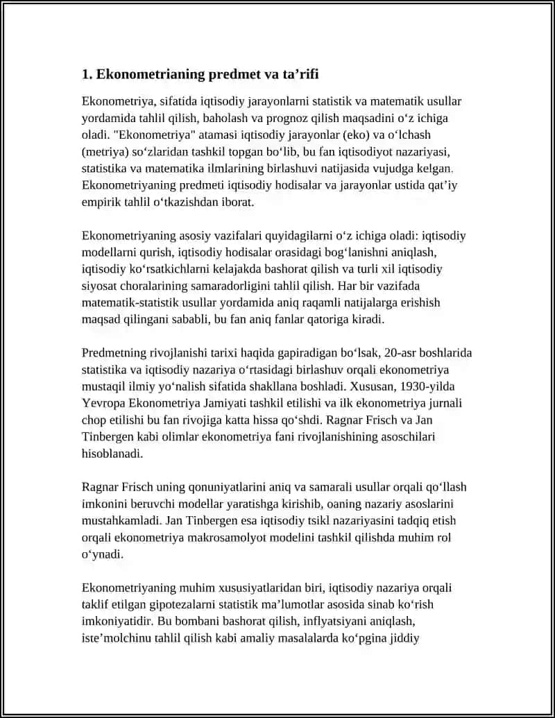 EKONOMETRIKANING PREDMETI VAZIFALARI VA RIVOJLANISH TARIXI 3