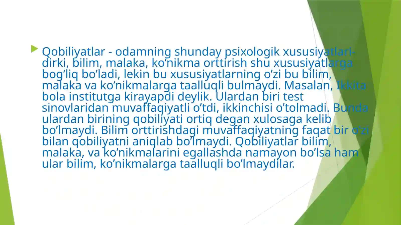 Qobiliyatning psixologik xarakteristikasi 3