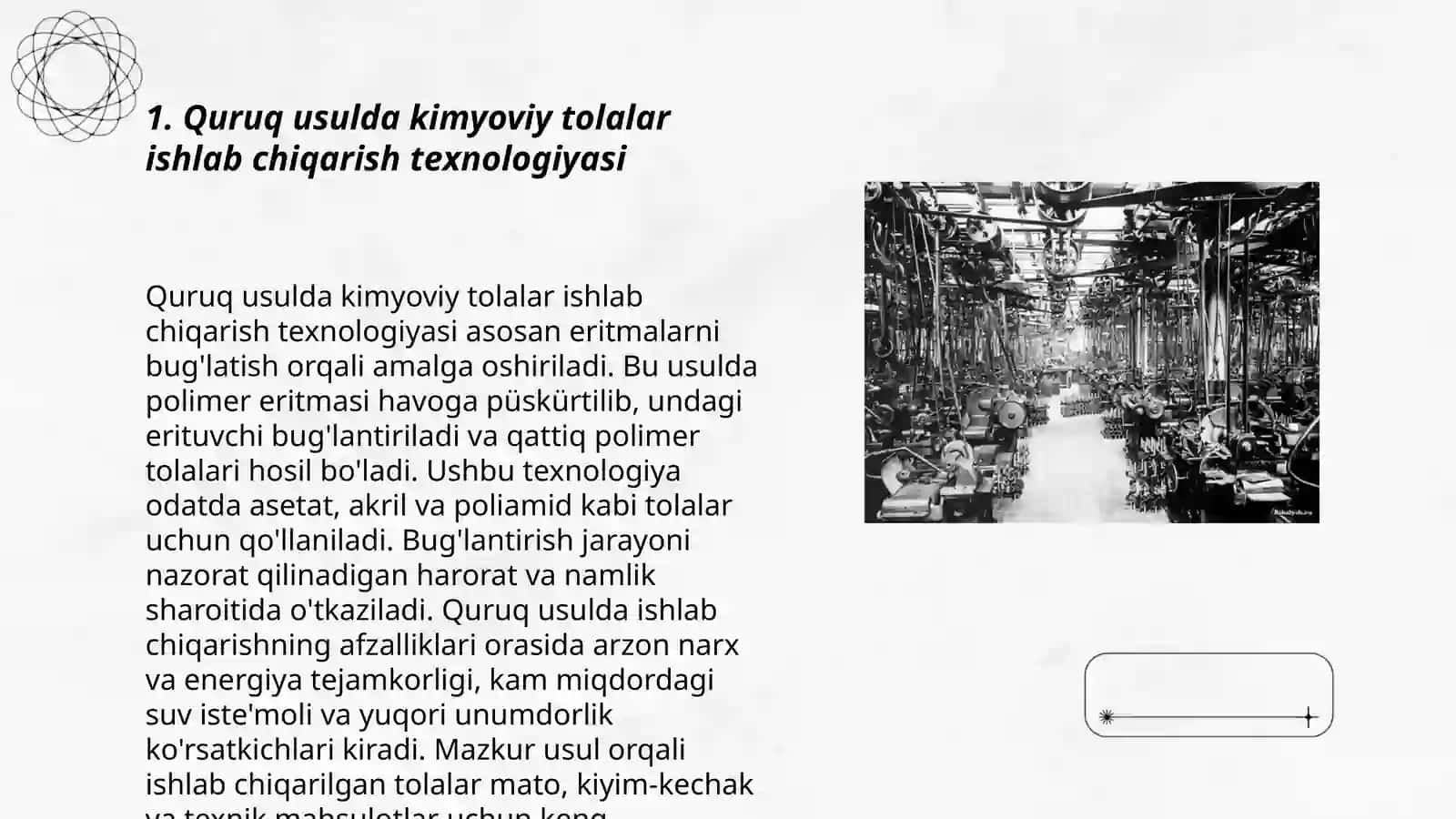 Quruq usulda kimyoviy tola olish texnologiyasi va jihozlari 3