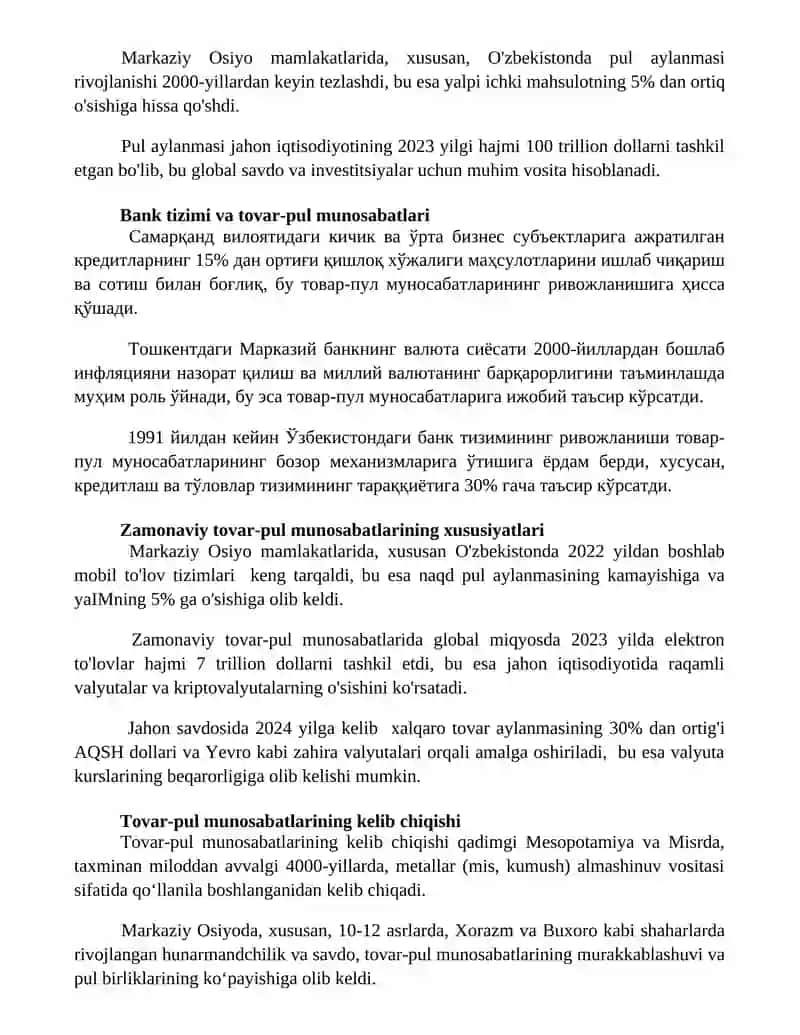 Tovar pul munosabatlarining rivojlanishi 3