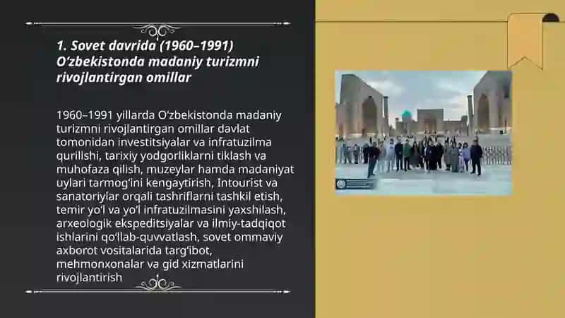 Oʻzbekistonda madaniy turizmning rivojlanish omillari (1960-2025) 3