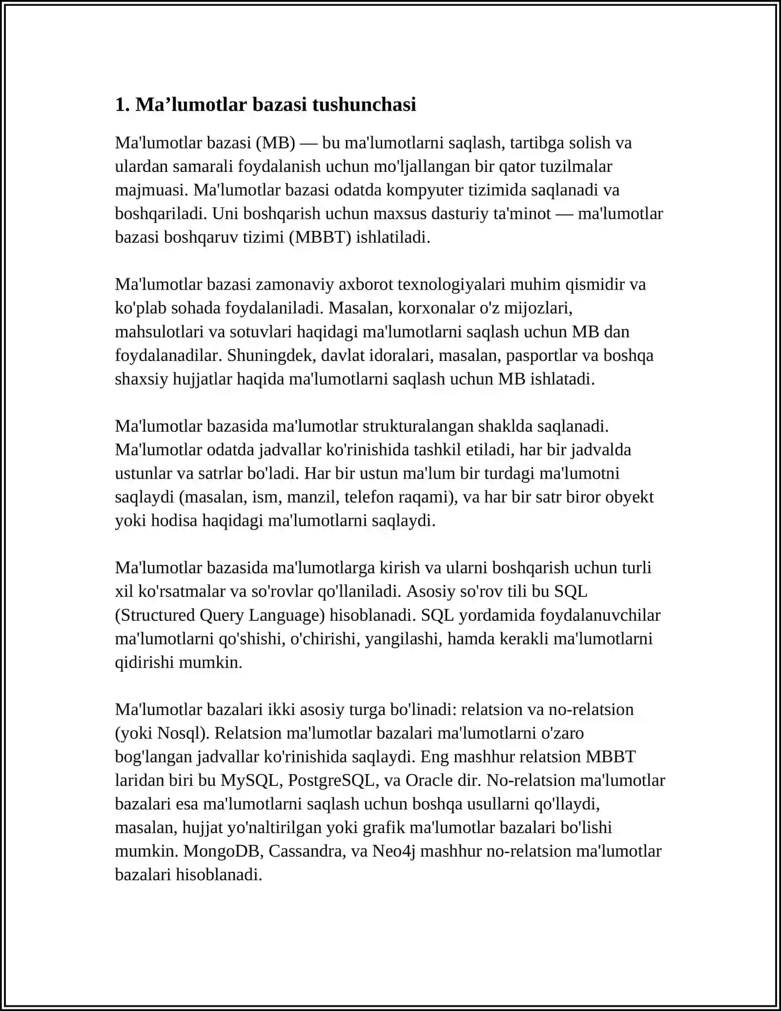 MAʼLUMOTLAR BAZASINI BOSHQARISH TIZIMLARI 3