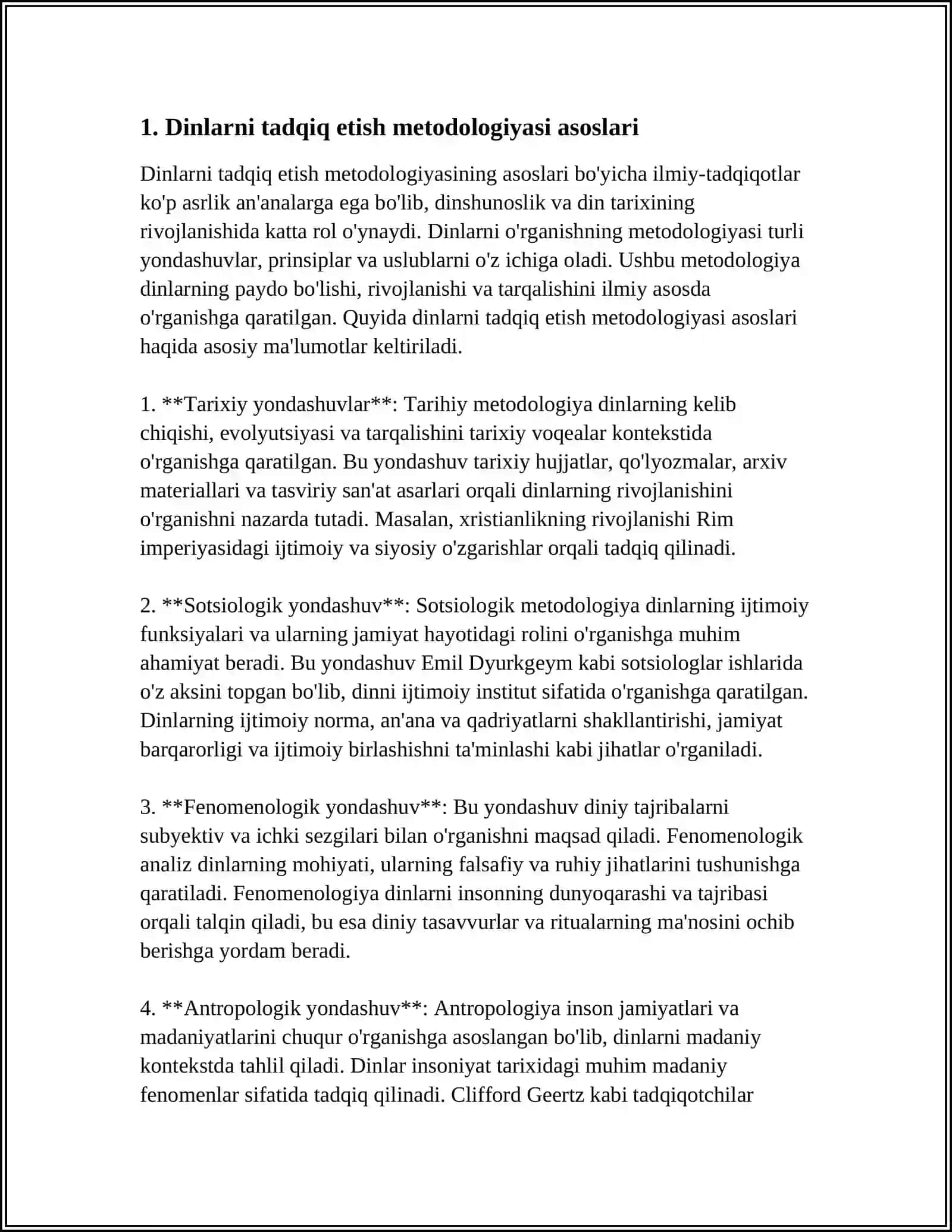 DINLARNI TATQIQ ETISH METADALOGIYASI:TIPOLOGIK,QIYOSIY,TARKIBIY-QIYOSIY GENETIK TAXLIL.QIYOSIY DINSHUNOSLIKNING METODLARI 3