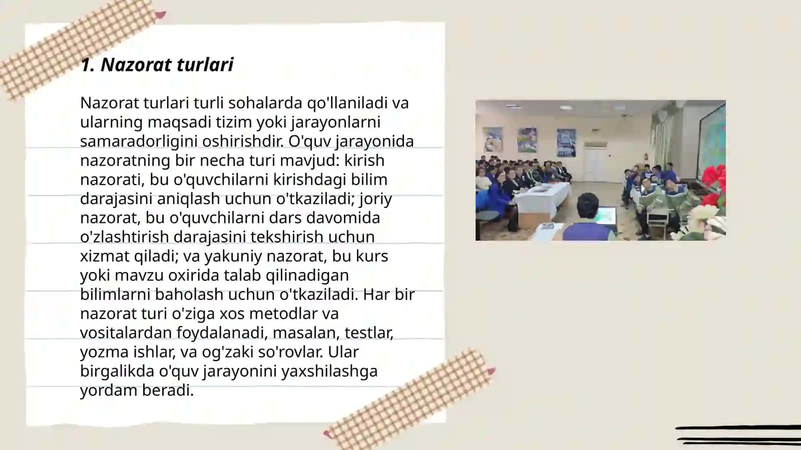 O'quvchilarning bilim,ko'nikma malakalarini nazorat qilish turli shakli va metodlari 3