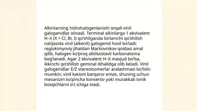 Vinil va allilgalogenidlar olinishi, SN reaksiyalarida reaksion qobiliyat 3