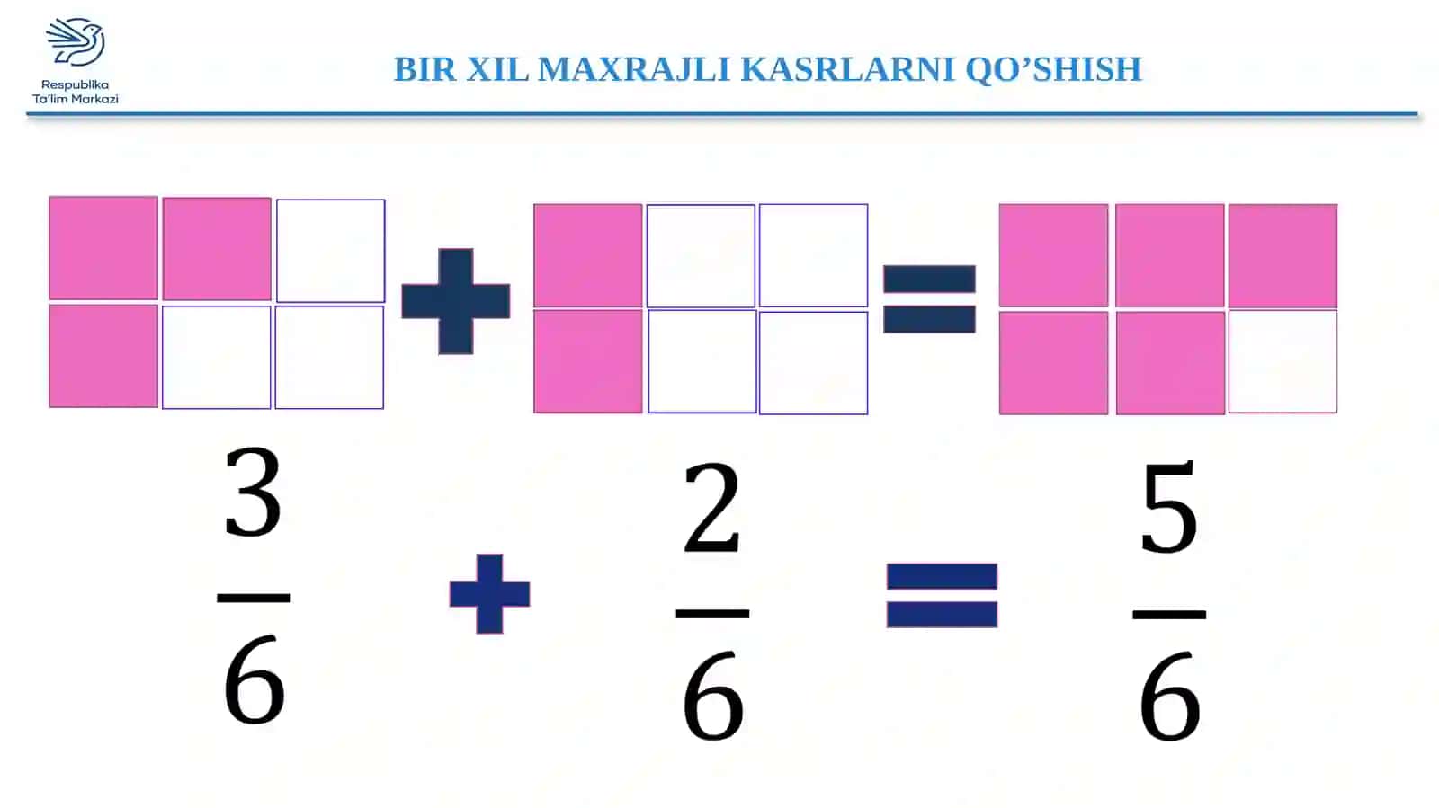 Bir xil maxrajli kasrlarni qo'shish 3