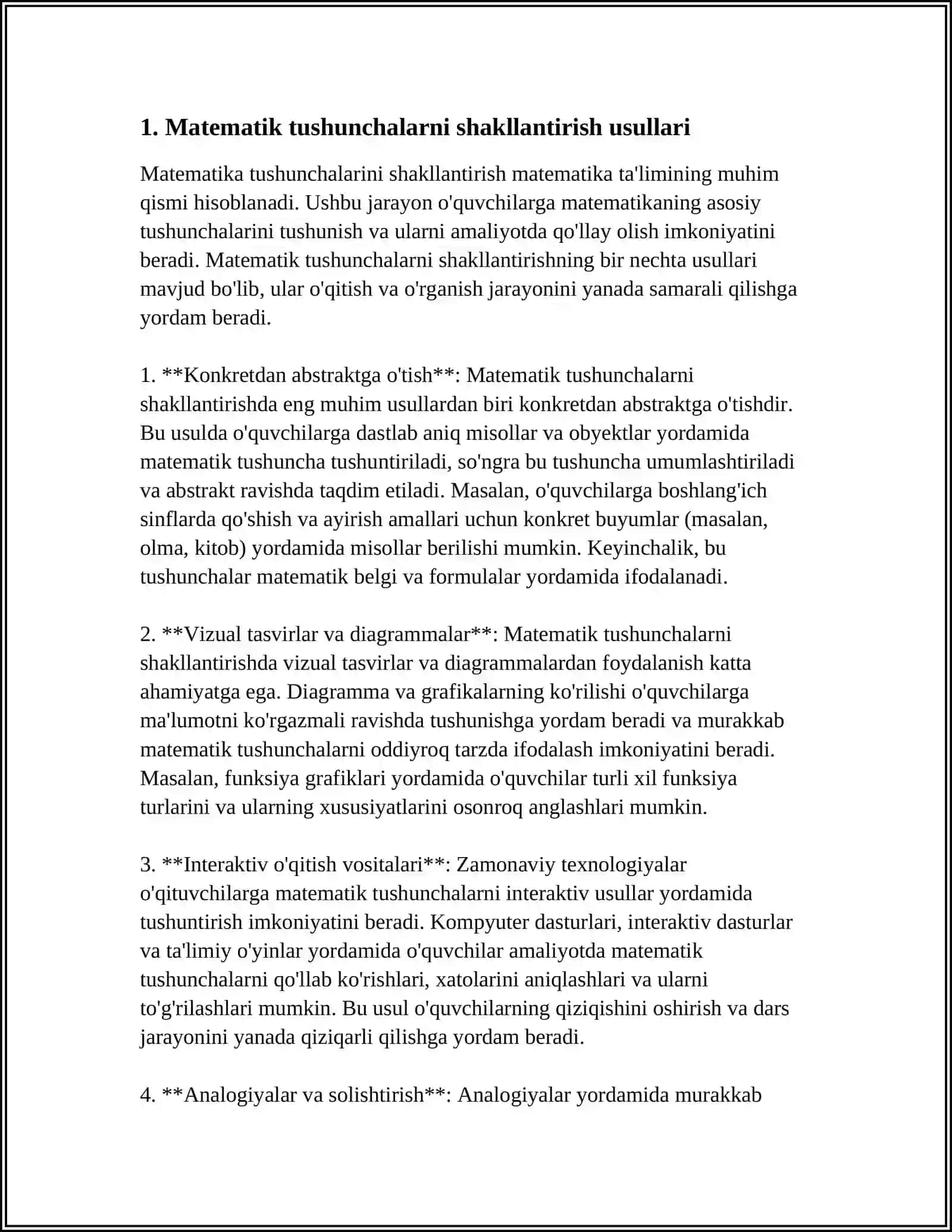 MATEMATIKA TO‘GARAKLARNI O‘TKAZISH METODIKASI (1-SINF MISOLIDA) 3