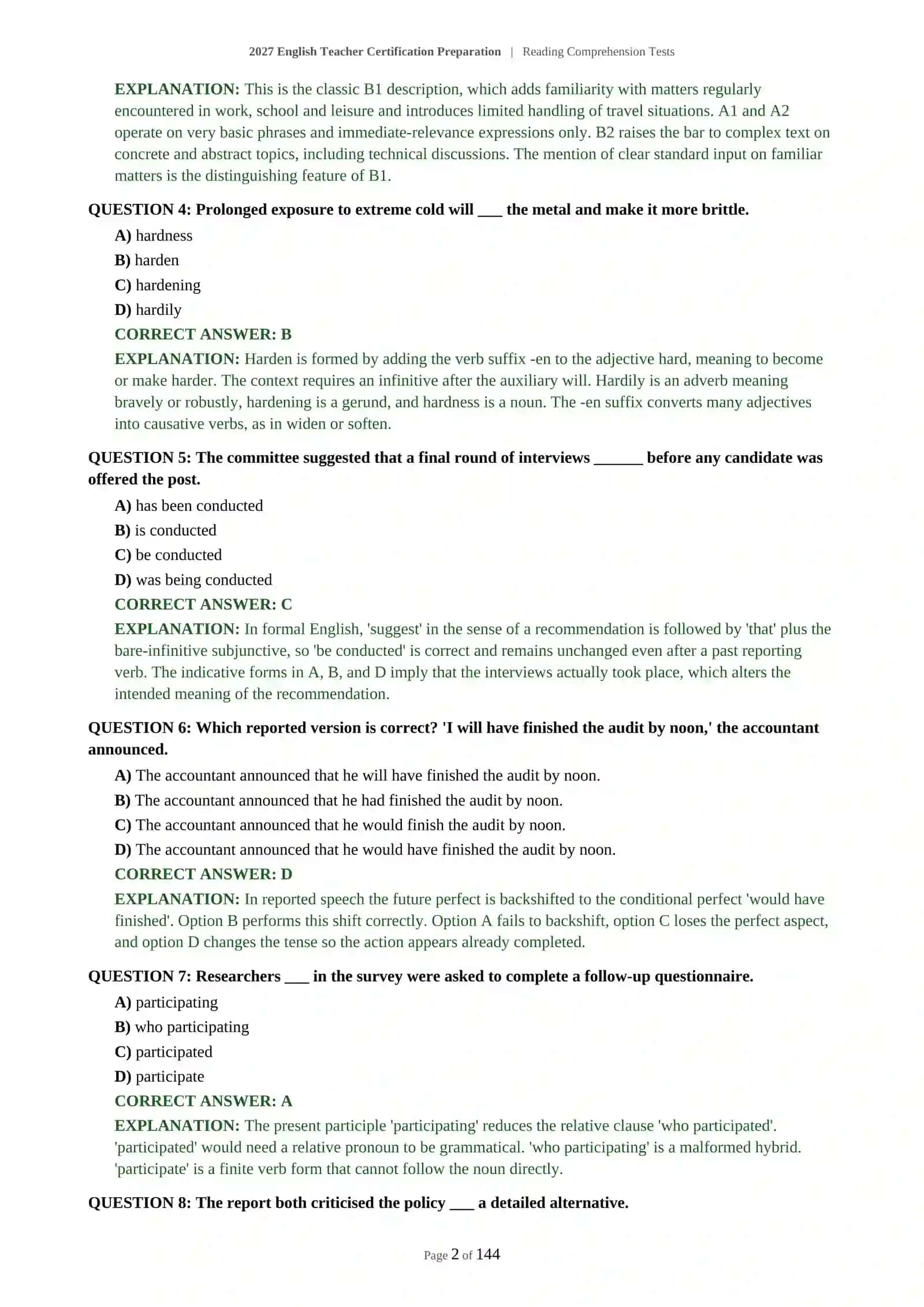 2027 English Teacher Certification Preparation | Reading Comprehension Tests 3