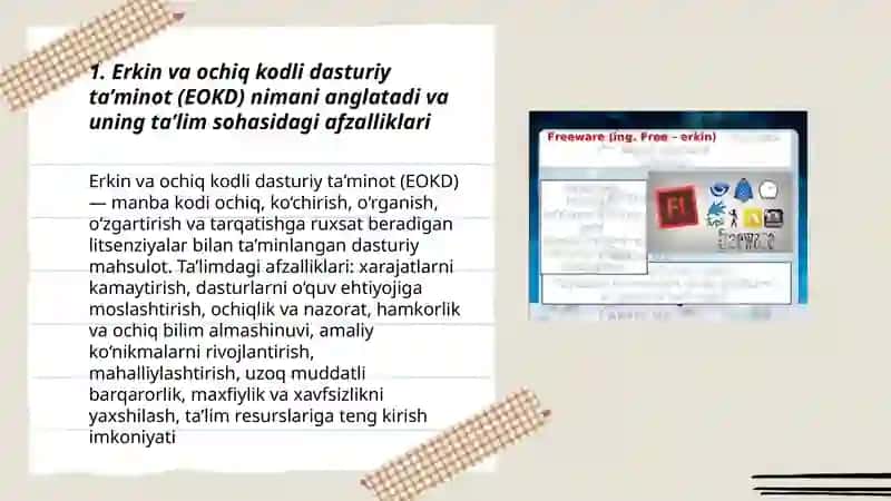 Erkin va ochiq kodli dasturiy ta’minotlar 3