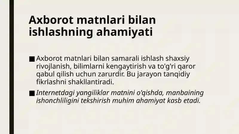 Axborot matnlar bilan ishlash va media madaniyat 3