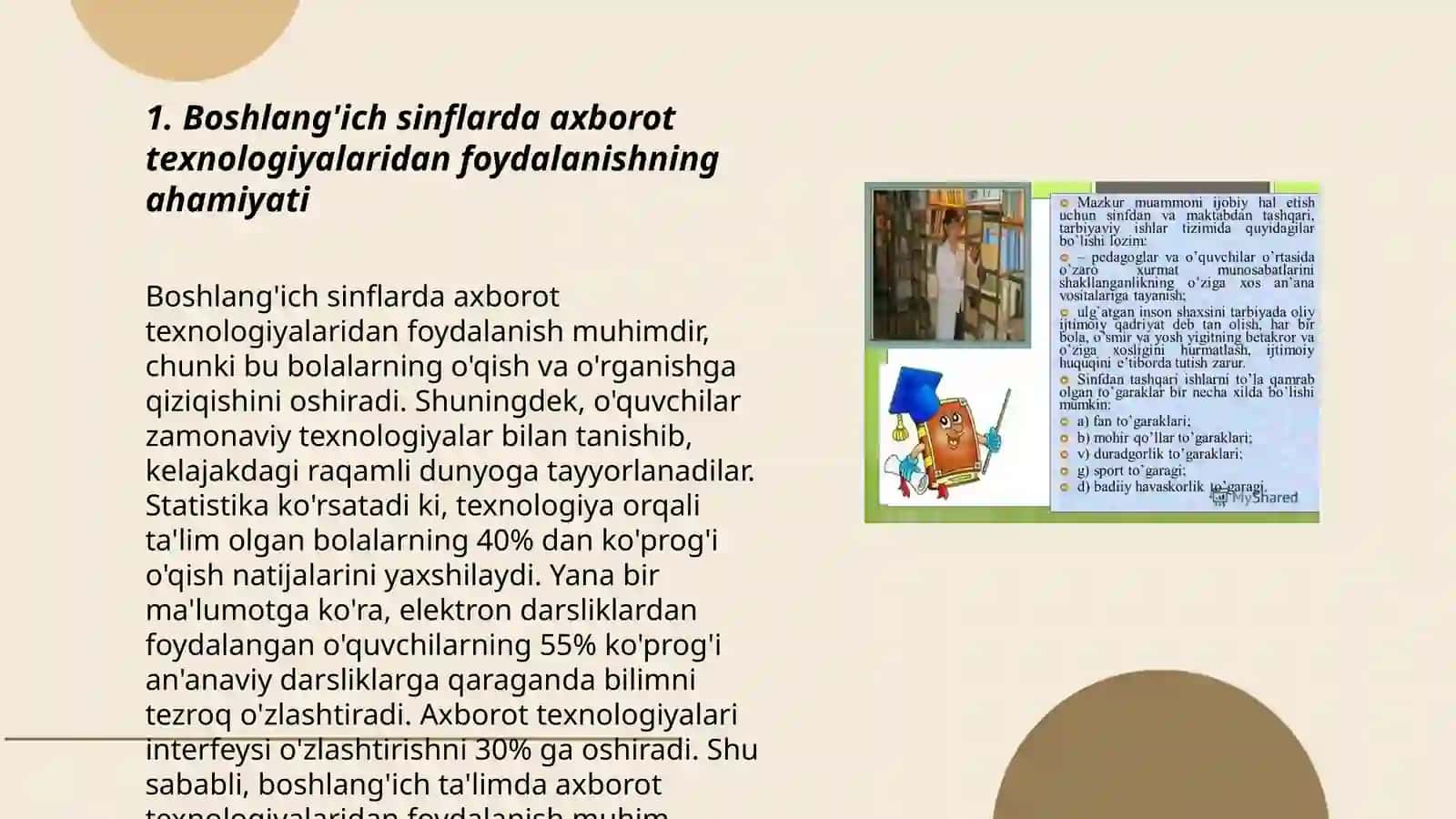 Boshlangʻich sinflarda sinfdan tashqari ishlarni tashkil etishda axborot texnologiyalaridan foydalanish 3