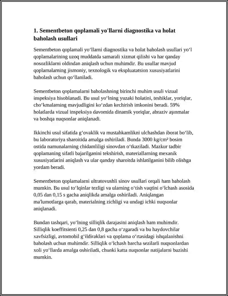 SEMENTBETON QOPLAMALI AVTOMOBIL YOʻLLARNI REKONSTRUKTSIYA QILISH 3