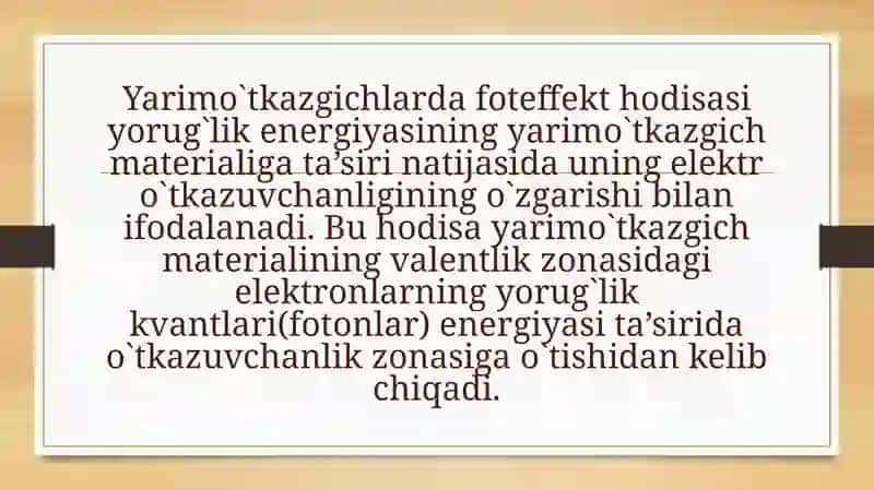 YARIMO`TKAZGICHLARDA FOTOELEKTIRIK HODISALAR 3