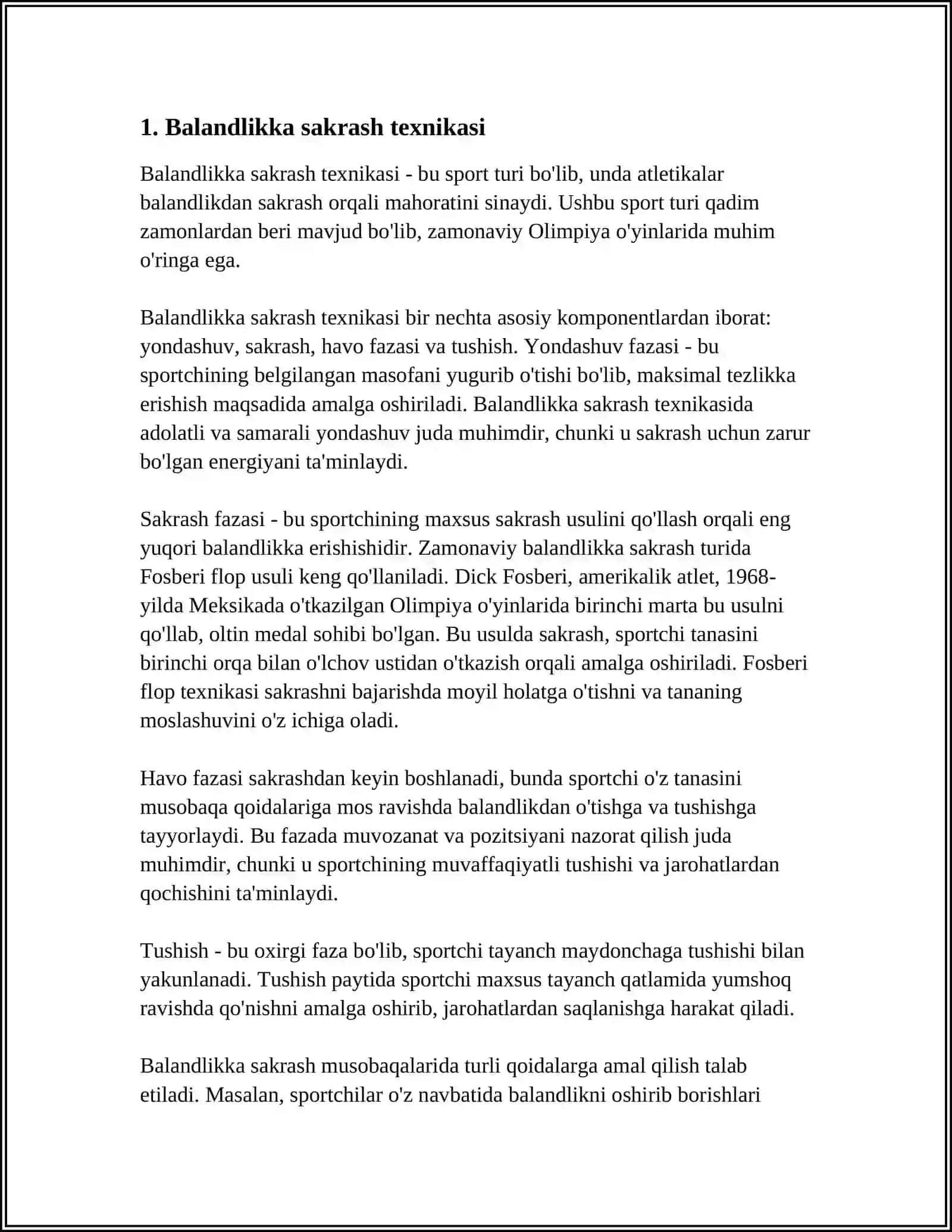 YENGIL ATLETIKA: BALANDLIKKA SAKRASHLAR 3
