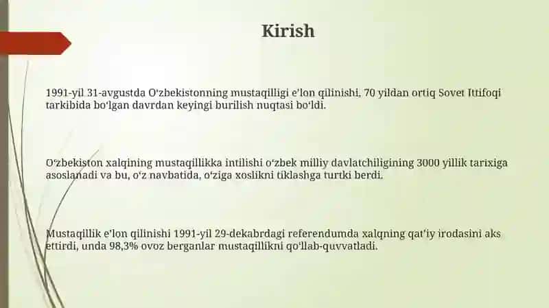 Mustaqil O'zbekiston Respublikasi tashkilotining tarixiy ahamiyati 3